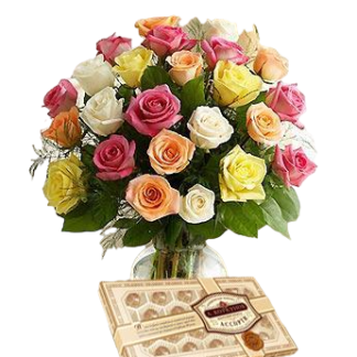 25 colorful roses with chokolates | Flower Delivery Kyzyl