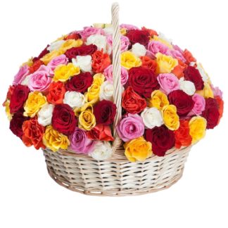 51 colorful roses in the basket | Flower Delivery Kyzyl